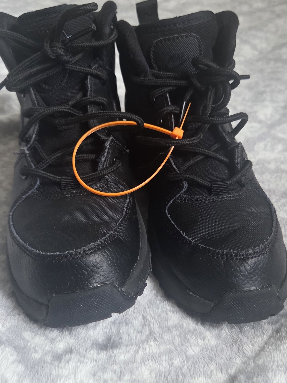Nike Black Kids Sneakers with Orange Accent Loop